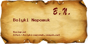 Bolyki Nepomuk névjegykártya